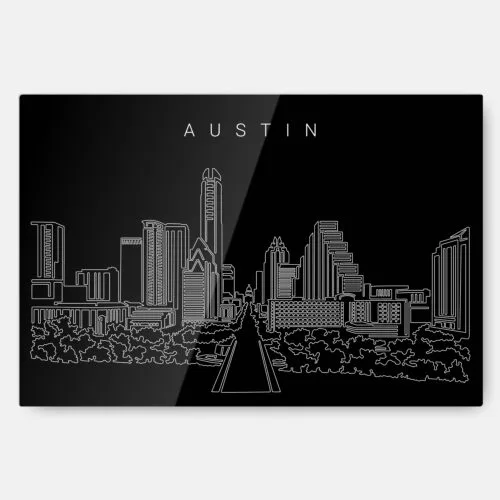 Austin TX Skyline Metal Print Wall Art - Main - Dark