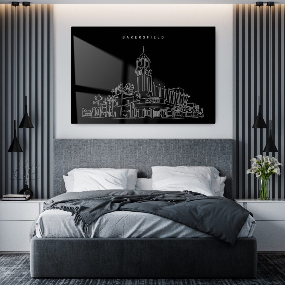 Bakersfield Fox Theater Line Art - Metal Print - Bedroom - Dark Bakersfield Fox Theater Line Art - Metal Print - Bedroom - Dark