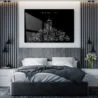 Bakersfield Fox Theater Line Art - Metal Print - Bedroom - Dark