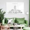 Bakersfield Fox Theater Line Art - Metal Print - Living Room - Light