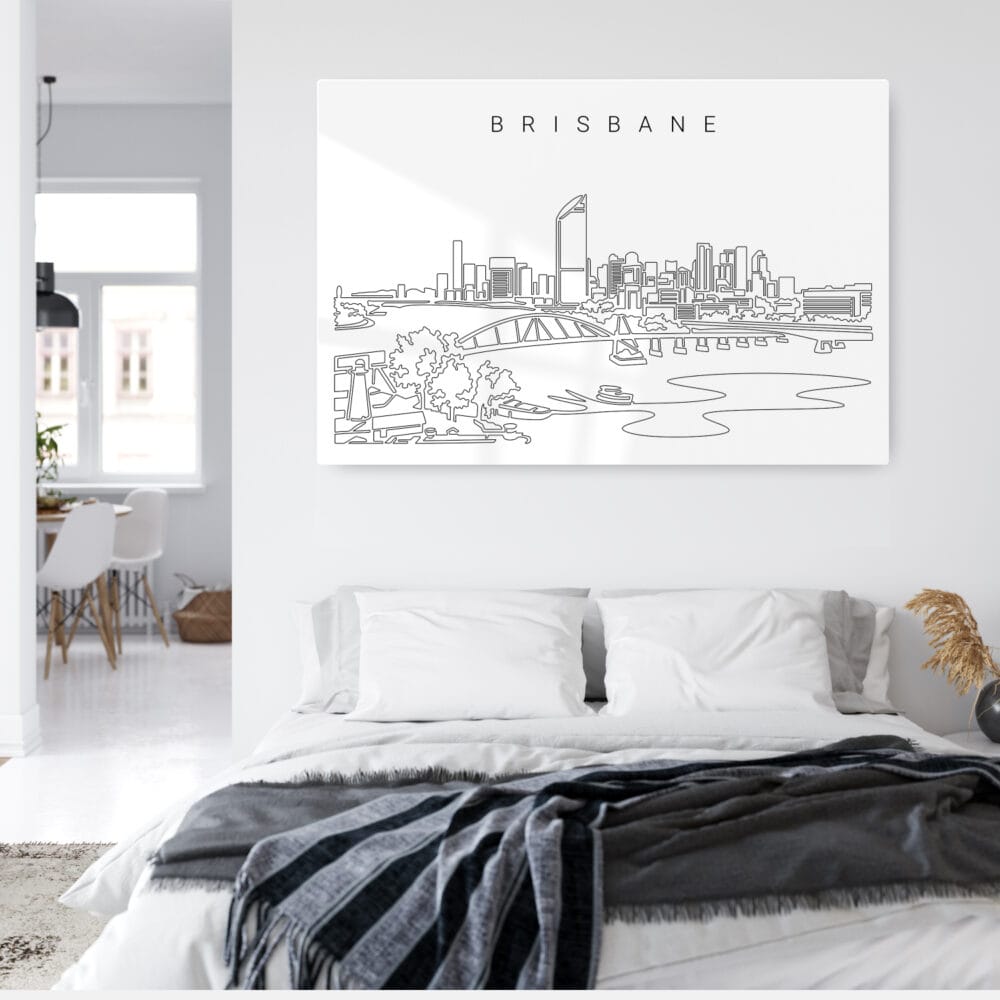 Brisbane Skyline Metal Print - Bed Room - Light Brisbane Skyline Metal Print - Bed Room - Light