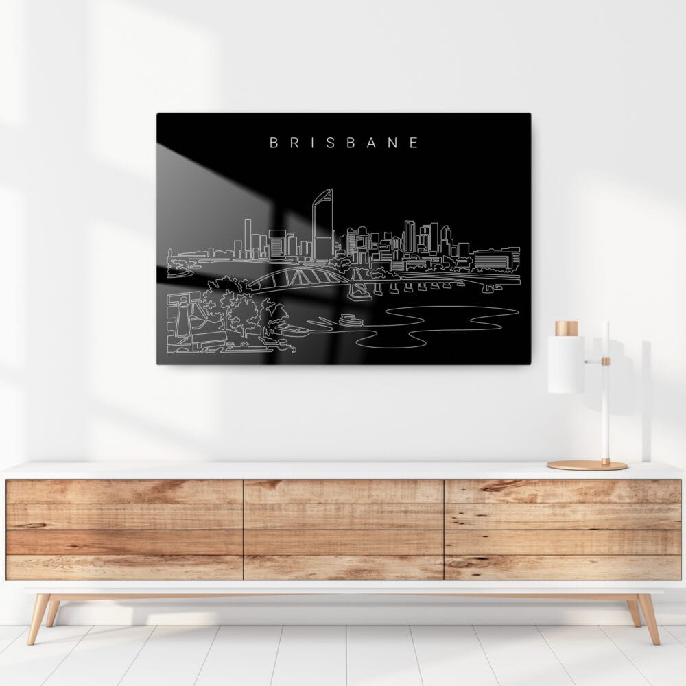 Brisbane Skyline Metal Print - Hallway - Dark Brisbane Skyline Metal Print - Hallway - Dark