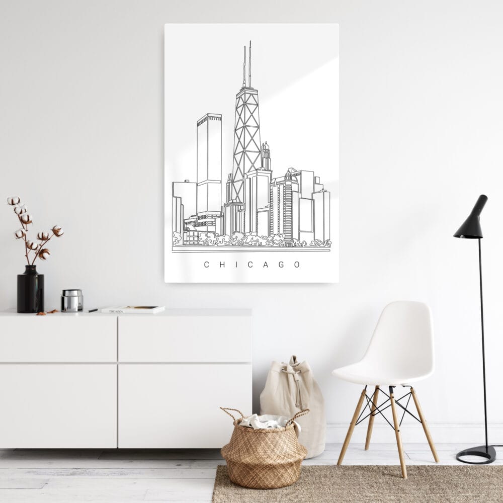 Chicago Skyline Metal Print - Hallway - Portrait Chicago Skyline Metal Print - Hallway - Portrait