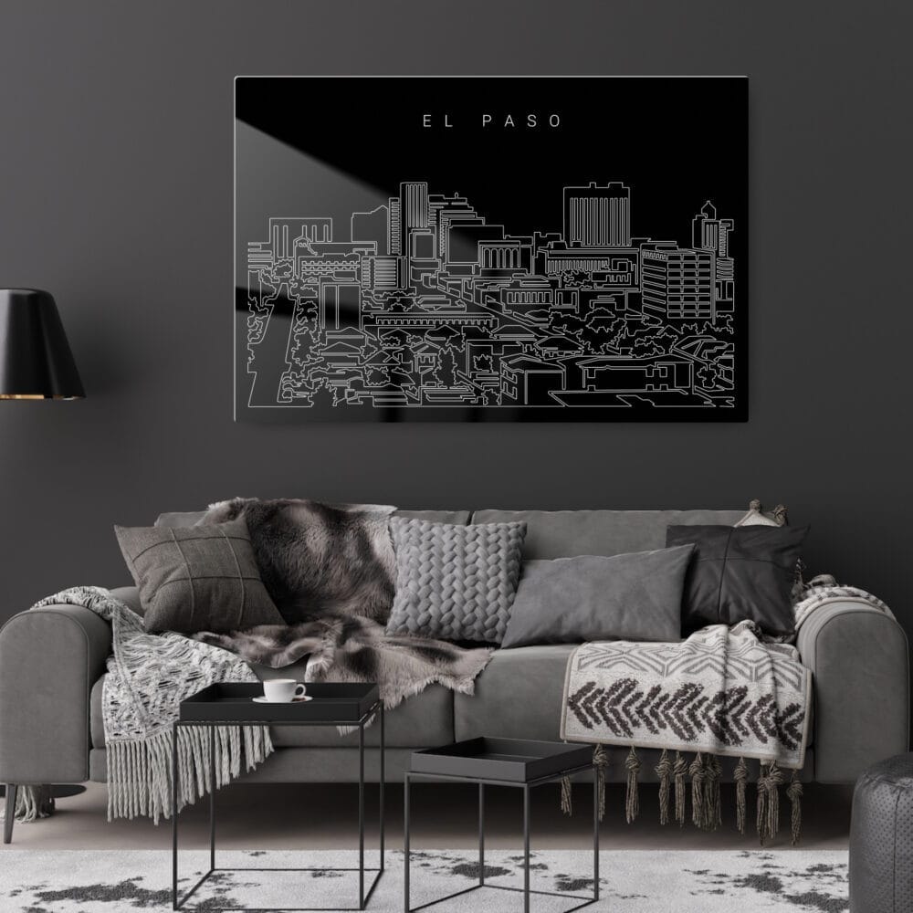 El Paso Skyline Metal Print - Living Room - Dark El Paso Skyline Metal Print - Living Room - Dark