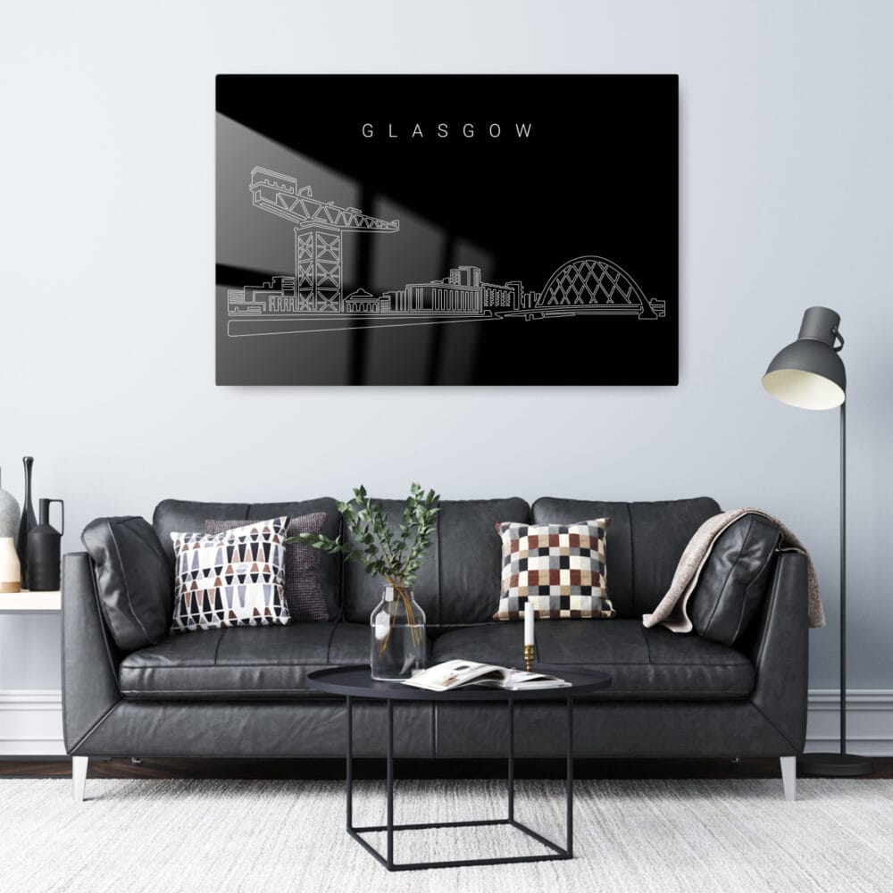 Glasgow Skyline Metal Print - Living Room - Dark Glasgow Skyline Metal Print - Living Room - Dark