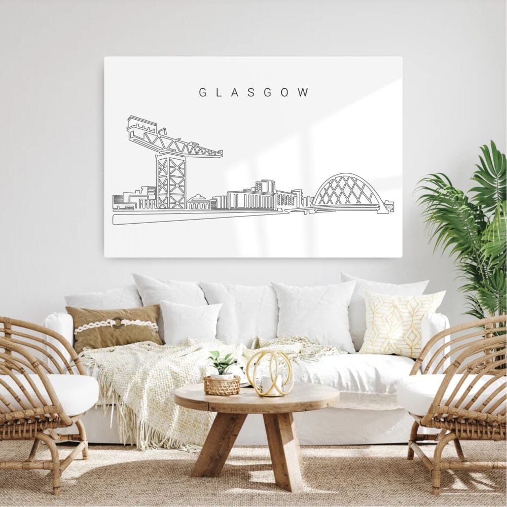 Glasgow Skyline Metal Print - Living Room - Light Glasgow Skyline Metal Print - Living Room - Light
