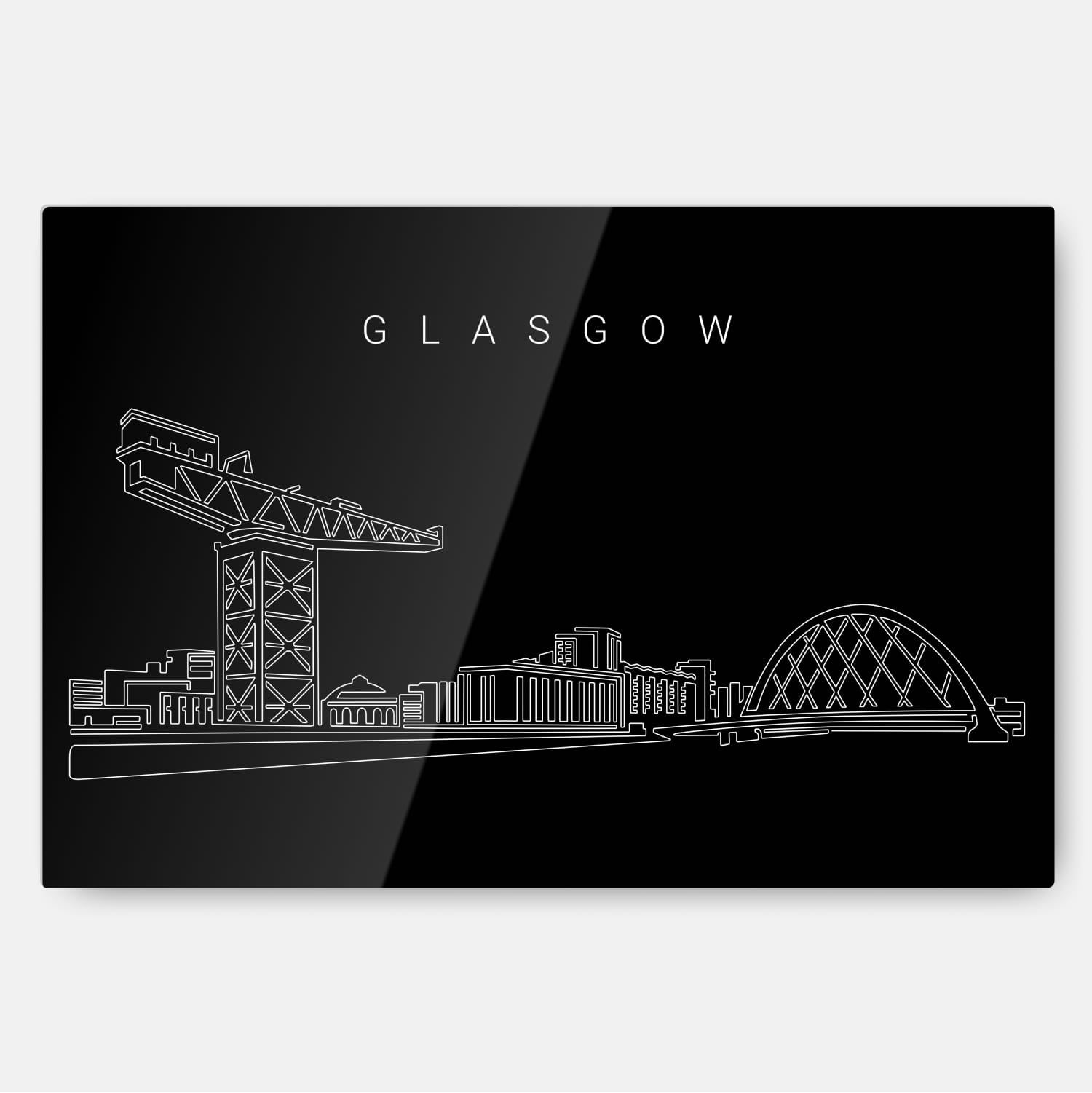 Glasgow Skyline Line Art – Metal Print