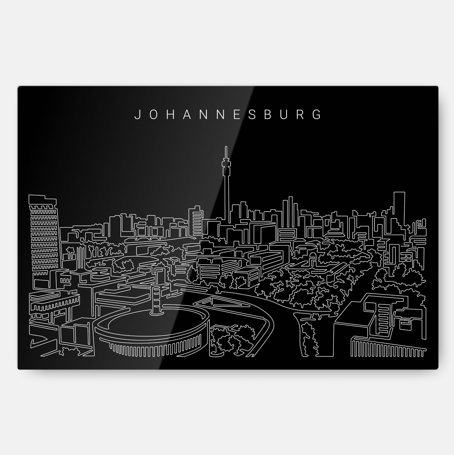 Johannesburg skyline Line Art – Metal Print