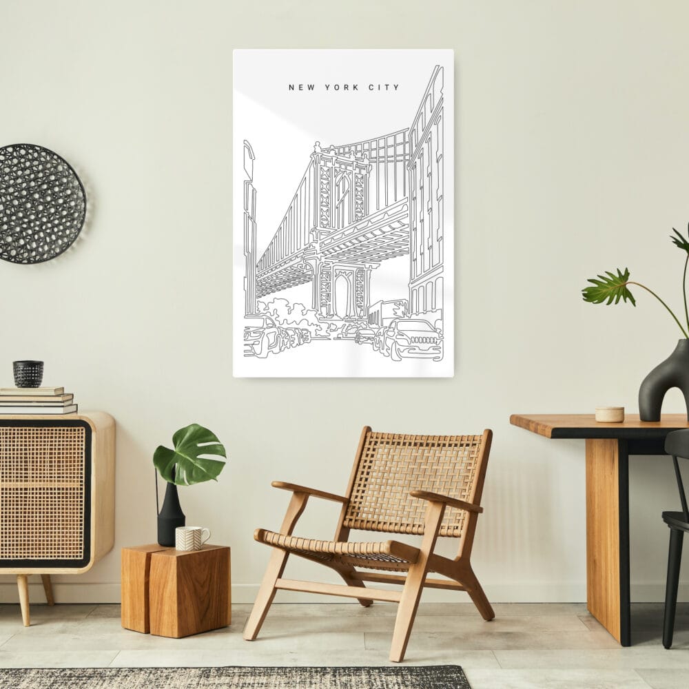NYC Manhattan Bridge Metal Print - Lounge - Portrait NYC Manhattan Bridge Metal Print - Lounge - Portrait