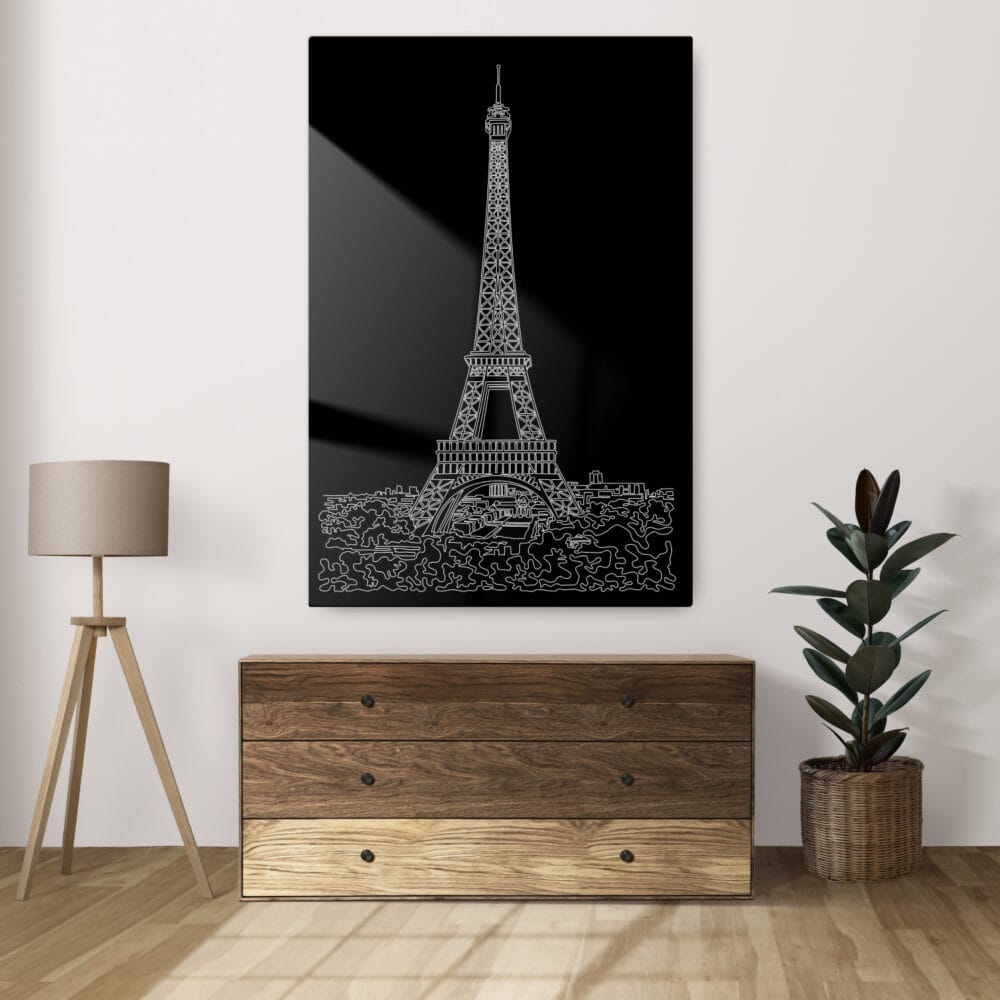 Paris Eiffel Tower Metal Print - Sideboard - Portrait - Dark Paris Eiffel Tower Metal Print - Sideboard - Portrait - Dark