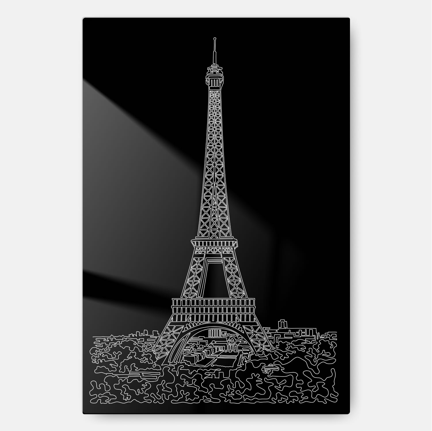 Paris Eiffel Tower Line Art – Metal Print – Portrait