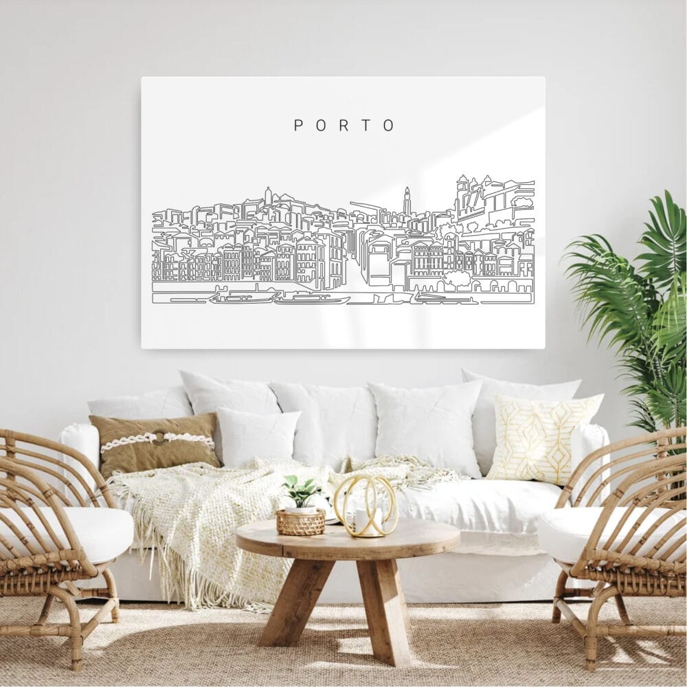 Porto Skyline Metal Print - Living Room - Light Porto Skyline Metal Print - Living Room - Light