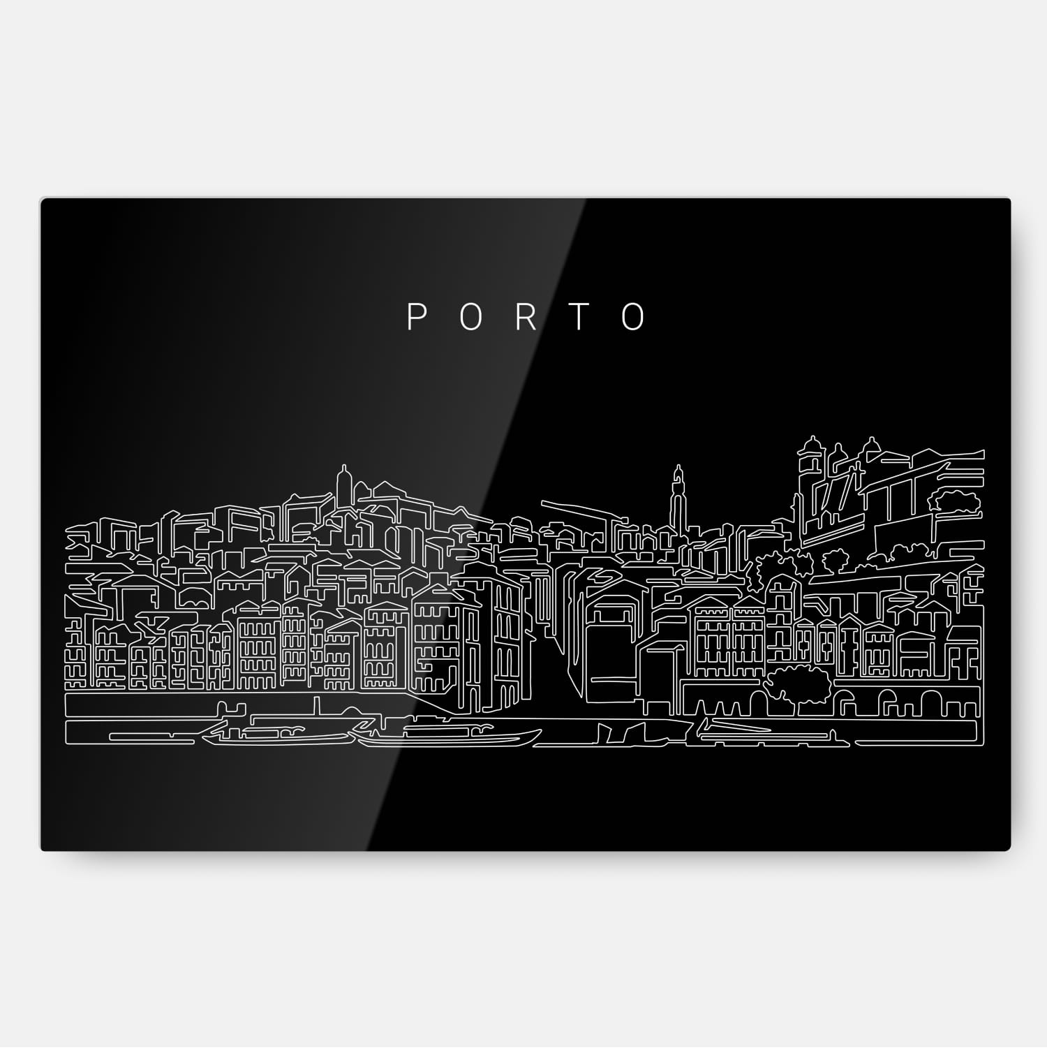 Porto Skyline Line Art Metal Print