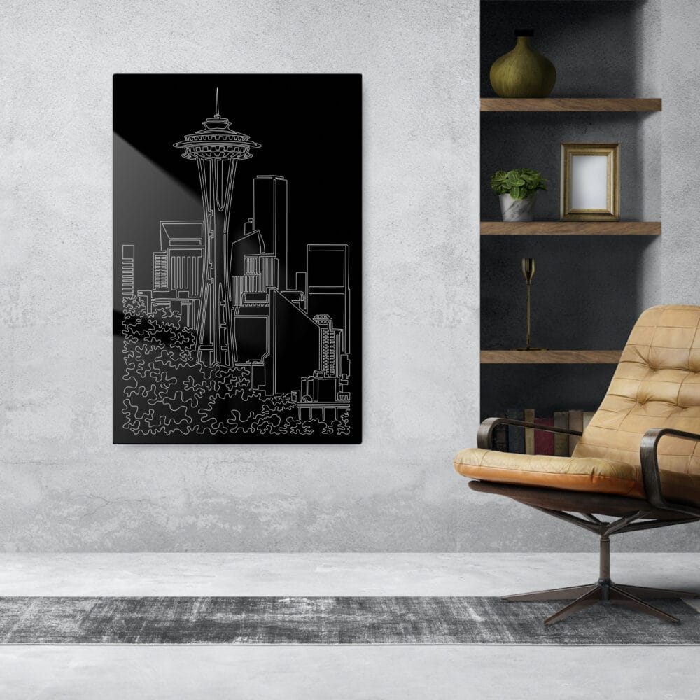 Seattle Space Needle Metal Print - Lounge - Portrait - Dark-1 Seattle Space Needle Metal Print - Lounge - Portrait - Dark-1