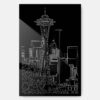 Seattle Space Needle Metal Print Wall Art - Main - Portrait - Dark
