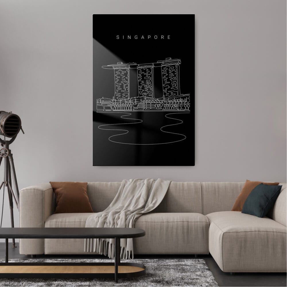 Singapore Marina Bay Sands Metal Print - Living Room - Portrait - Dark Singapore Marina Bay Sands Metal Print - Living Room - Portrait - Dark