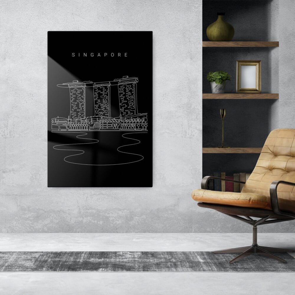 Singapore Marina Bay Sands Metal Print - Lounge - Portrait - Dark Singapore Marina Bay Sands Metal Print - Lounge - Portrait - Dark