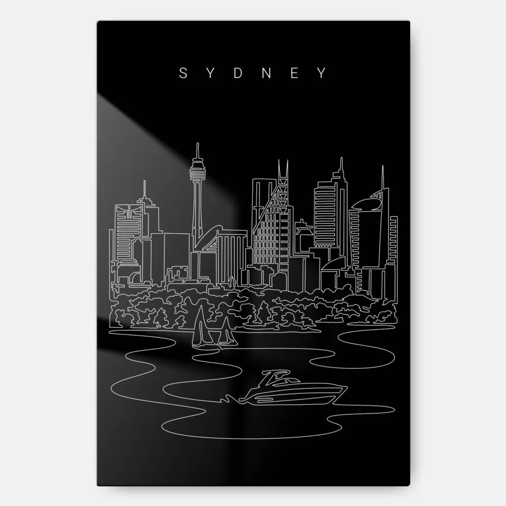 Sydney Skyline Metal Print Wall Art - Main - Portrait - Dark Sydney Skyline Metal Print Wall Art - Main - Portrait - Dark
