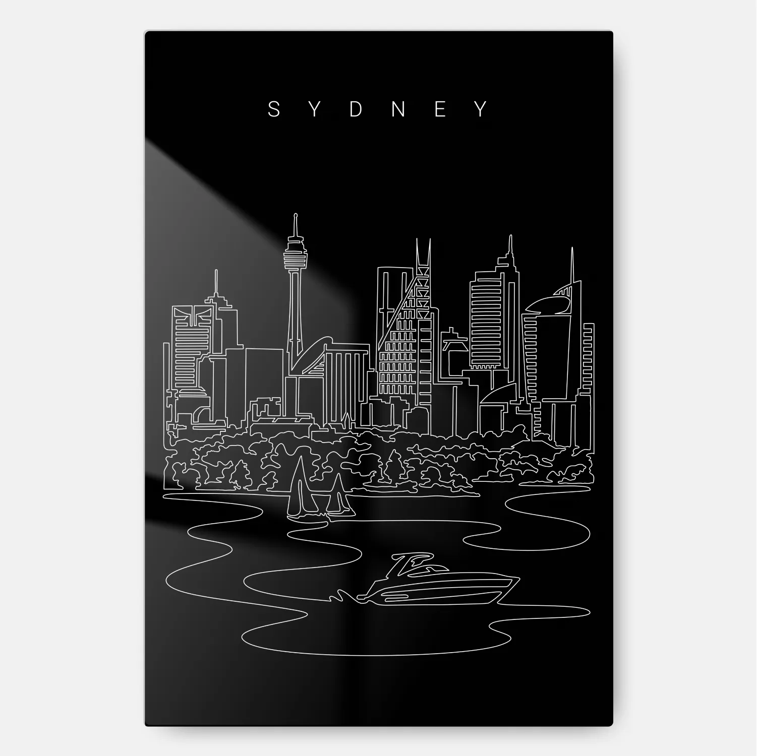 Sydney Skyline Line Art - Metal Print - Portrait
