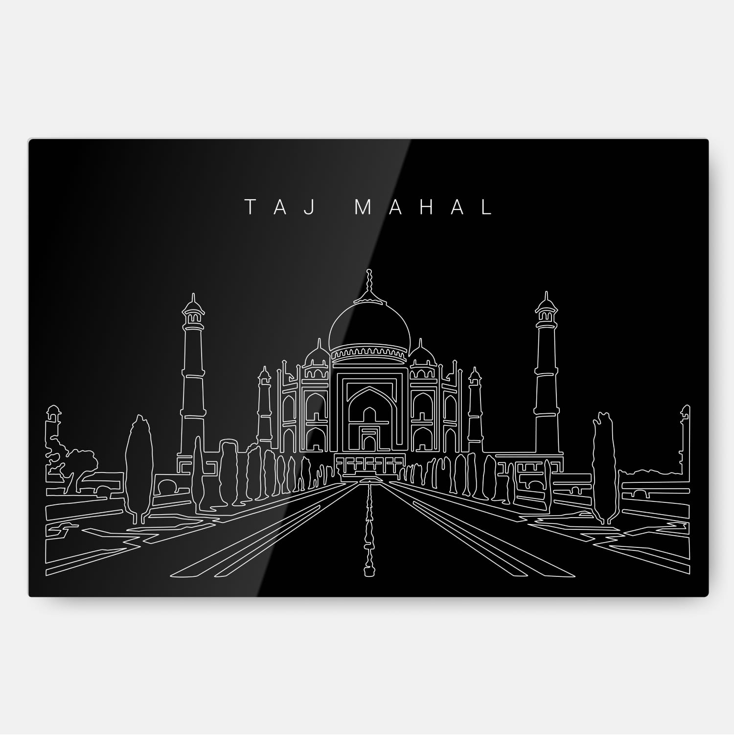 Taj Mahal Palace Line Art – Metal Print