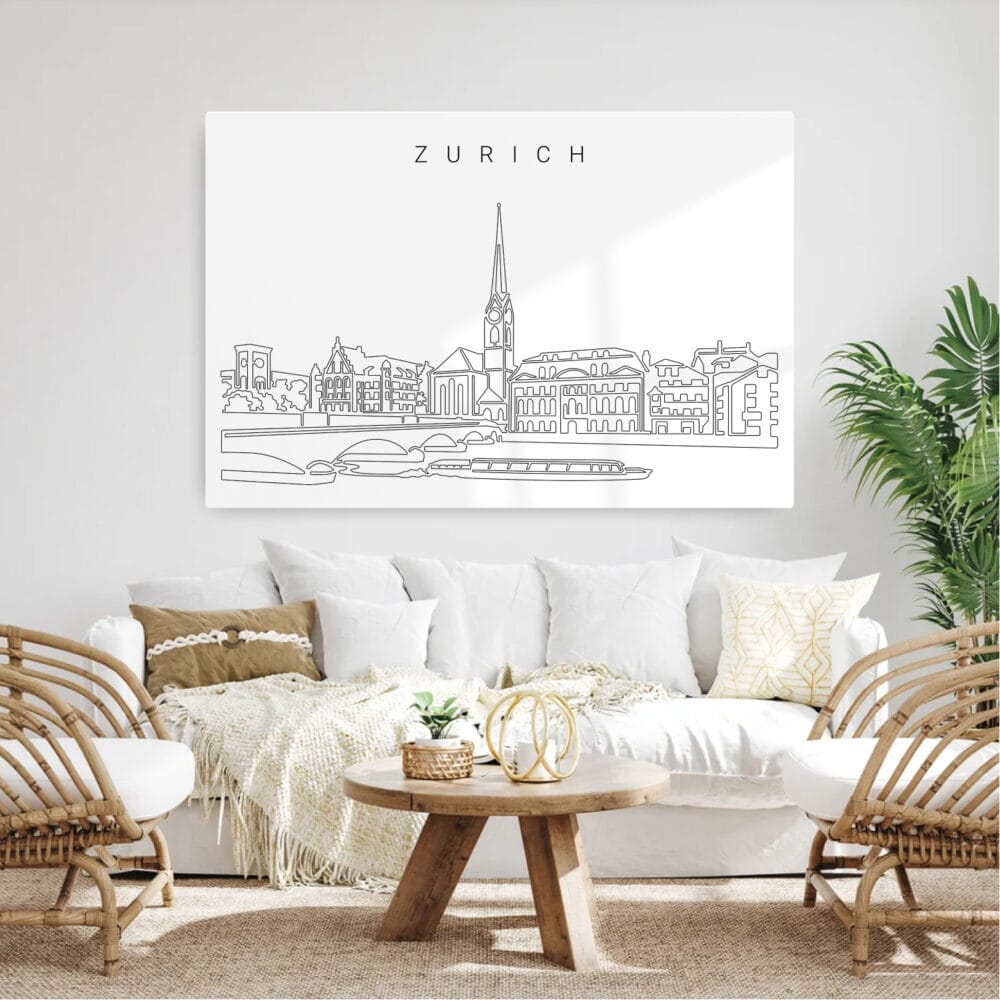 Zurich Skyline Metal Print - Living Room - Light Zurich Skyline Metal Print - Living Room - Light