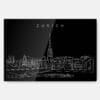 Zurich Skyline Metal Print Wall Art - Main - Dark