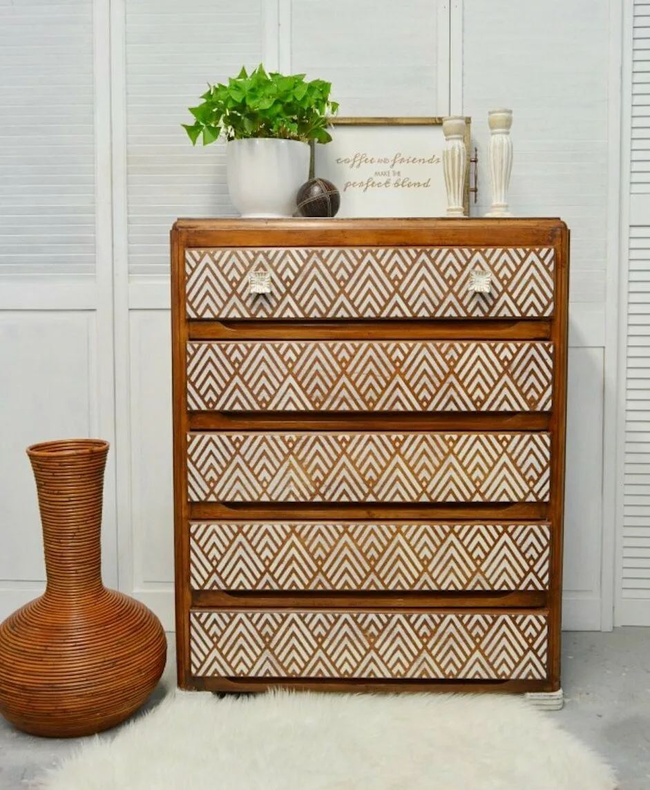 Modern Home Makeover: 15+ Aesthetic Recycling Projects for Eco-Friendly Decor 2 DIY-recycling-projects-upcycled-home-decor_geometric-dresser