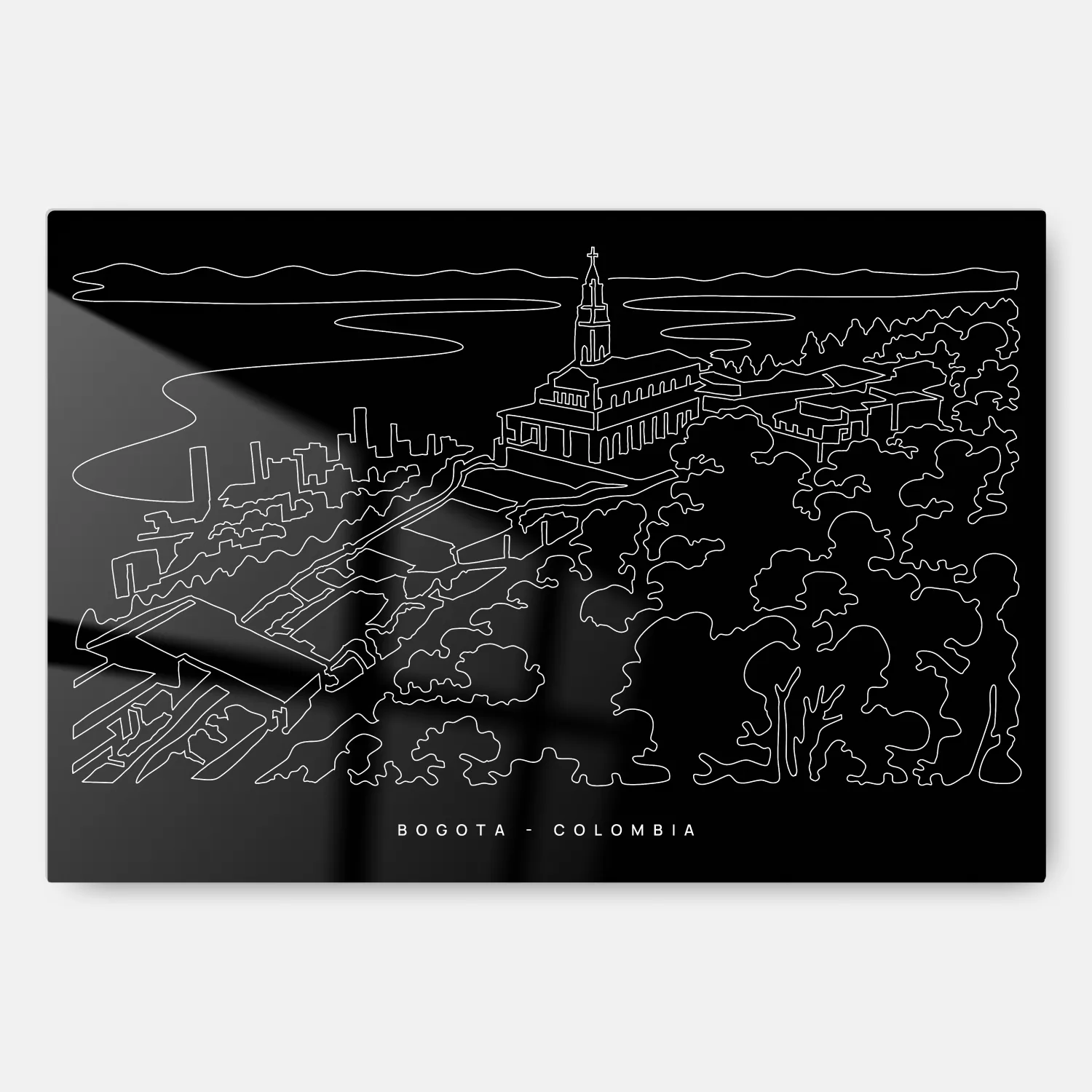 Bogota Colombia Mount Monserrate Line Art - Metal Print