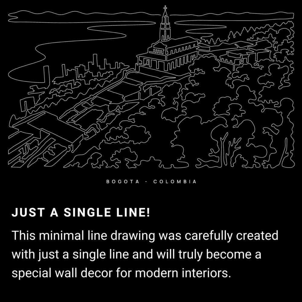 Bogota Colombia One Line Drawing Art - Dark Bogota Colombia One Line Drawing Art - Dark