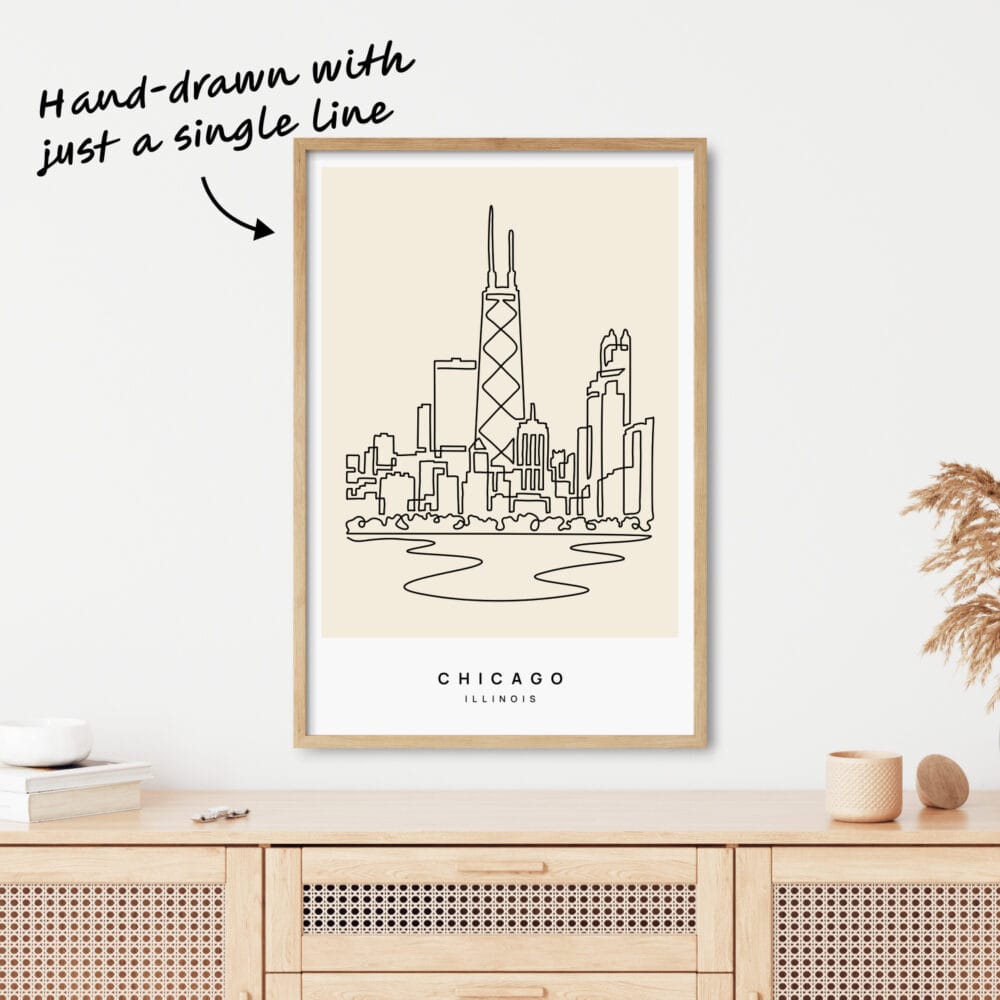 Chicago Skyline One Line Drawing Chicago Skyline One Line Drawing