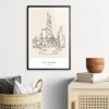 Framed Chicago Line Art Poster Wall Art - Hallway - Portrait