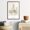 Framed Chicago Line Art Poster Wall Art - Hallway - Portrait