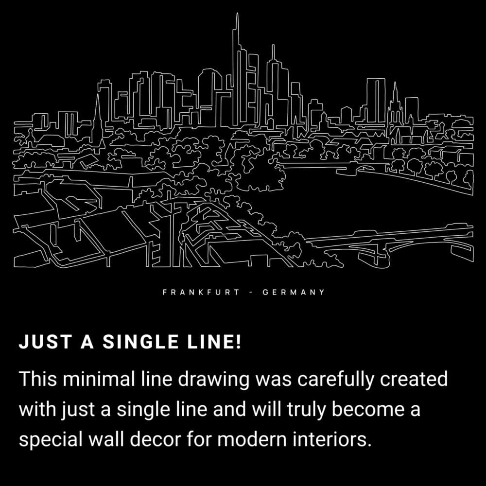 Frankfurt Main Metal Print Wall Art - Main - Dark One Line Drawing Art - Dark Frankfurt Main Metal Print Wall Art - Main - Dark One Line Drawing Art - Dark