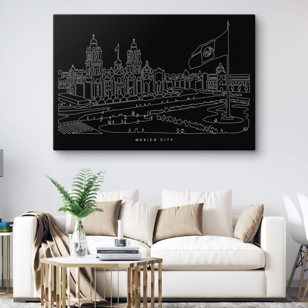 Mexico City Canvas Art Print - Living Room - Dark-1 Mexico City Canvas Art Print - Living Room - Dark-1