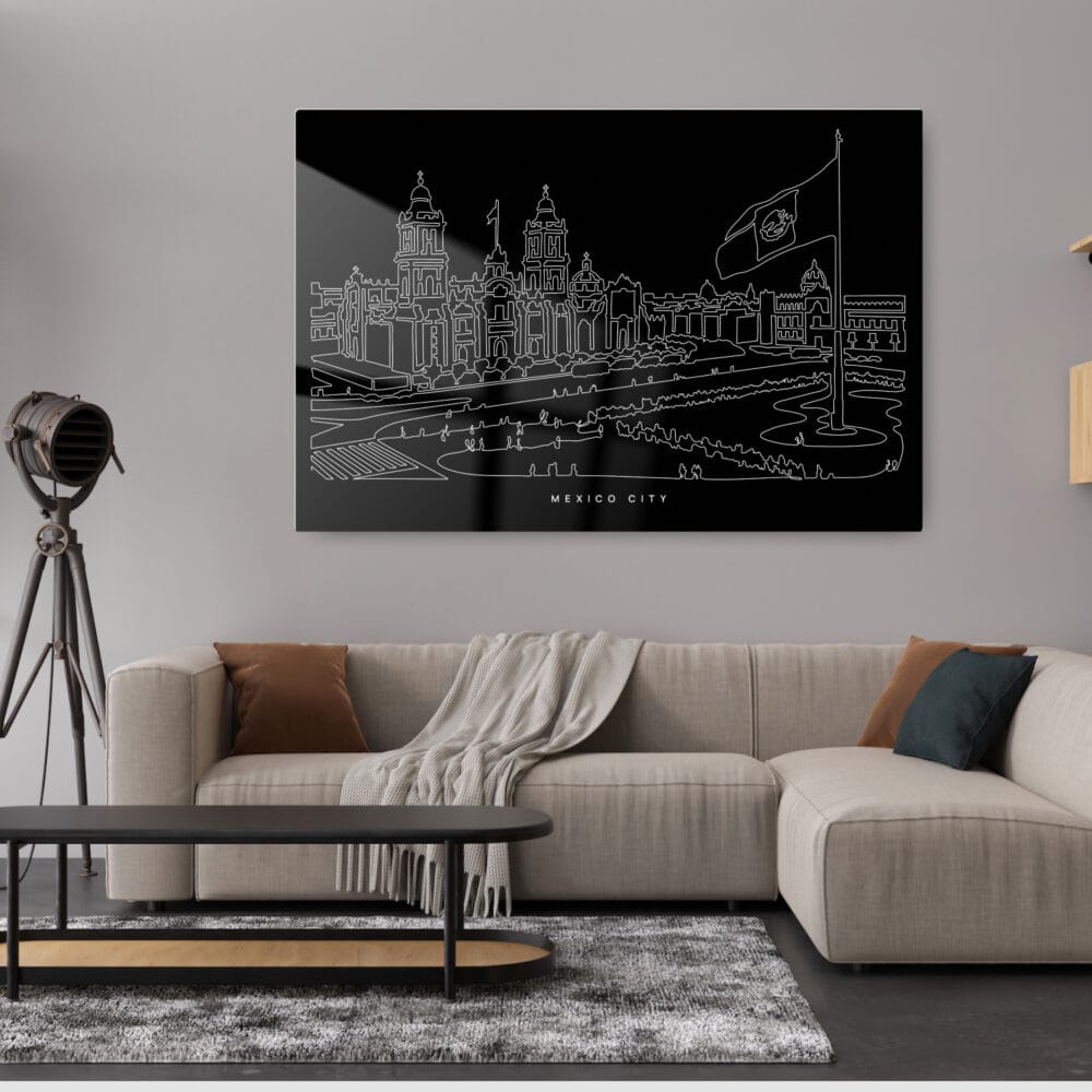 Mexico City Metal Print - Living ROom - Dark Mexico City Metal Print - Living ROom - Dark