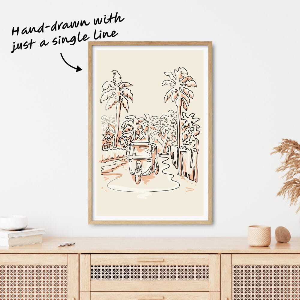 Tuk Tuk One Line Drawing Art Print Tuk Tuk One Line Drawing Art Print