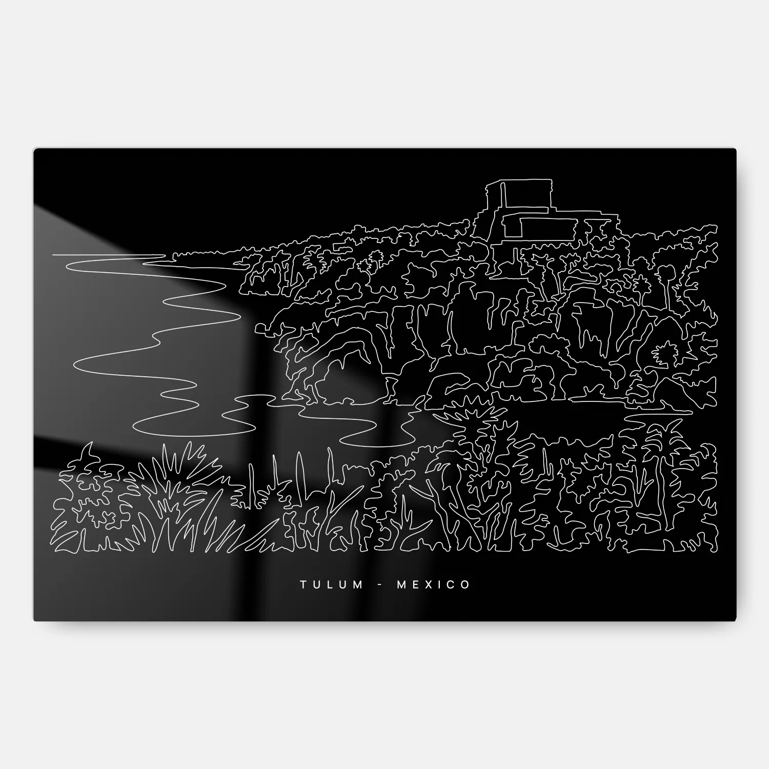 Tulum Mexico Line Art - Metal Print