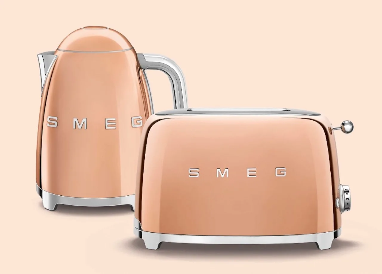 how to design with peach fuzz pantone color of the year 2024 smeg appliance toaster