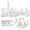 Beijing Skyline Vector Art - Single Line Art Detail