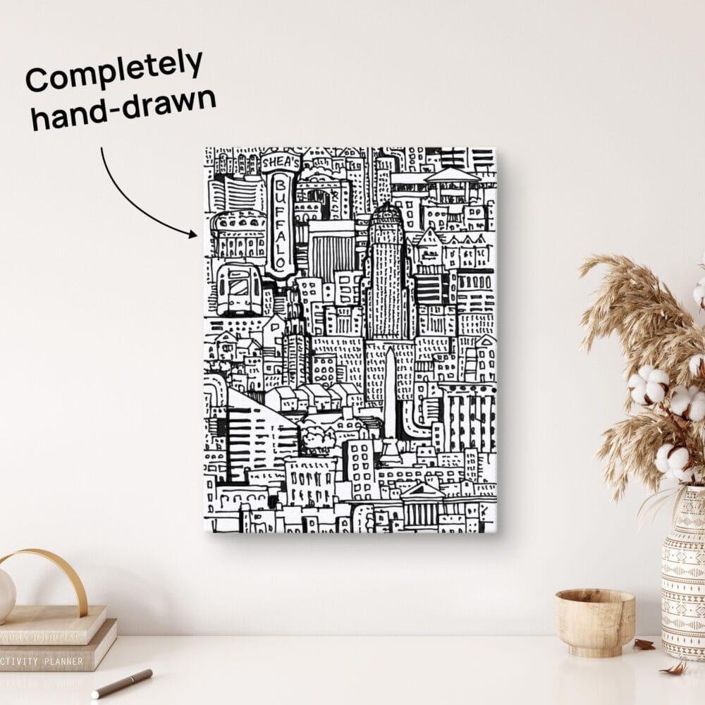 Buffalo NY Abstract City Line Art Drawing Wall Art Buffalo NY Abstract City Line Art Drawing Wall Art