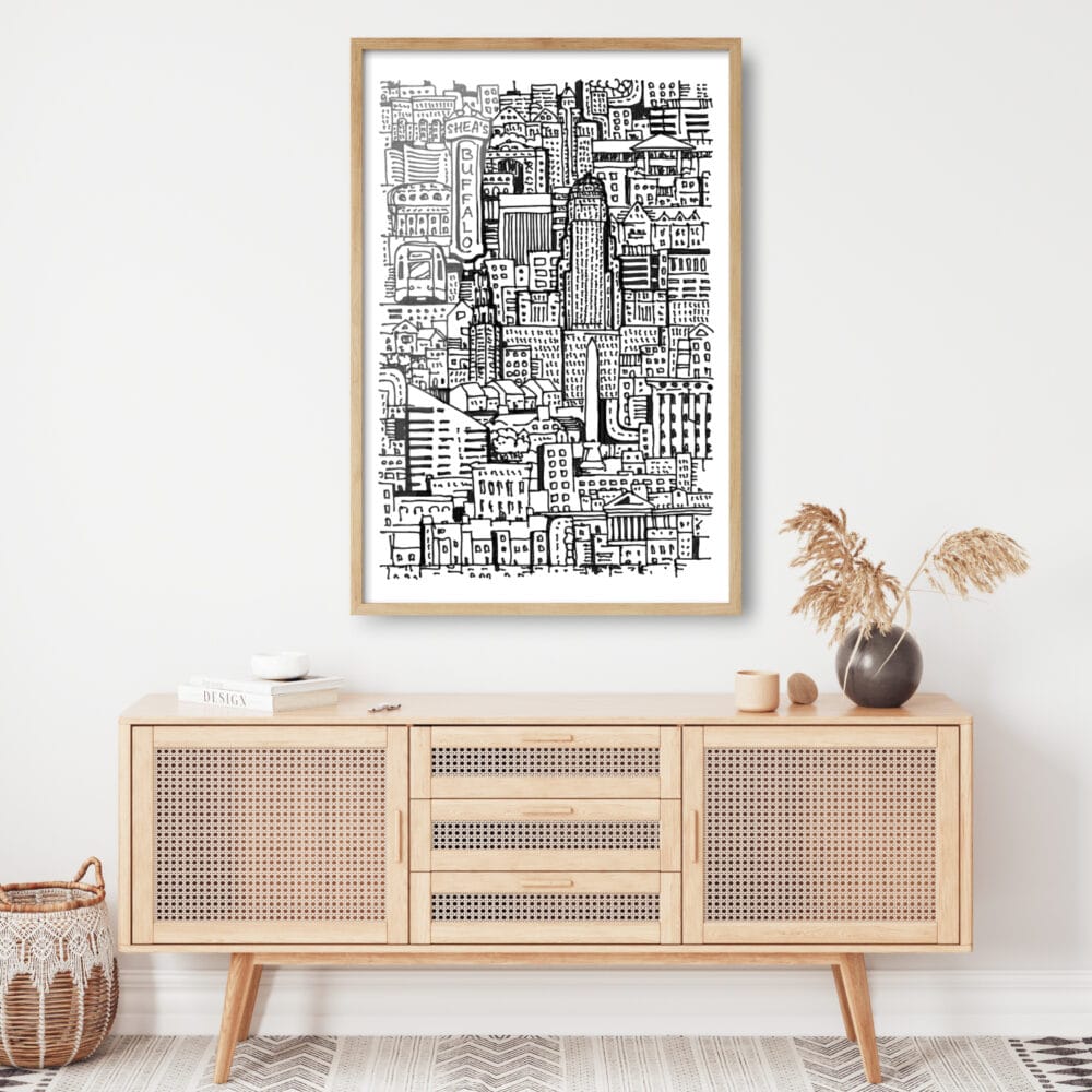 Framed Buffalo NY Wall Art for Living Room - Portrait Framed Buffalo NY Wall Art for Living Room - Portrait