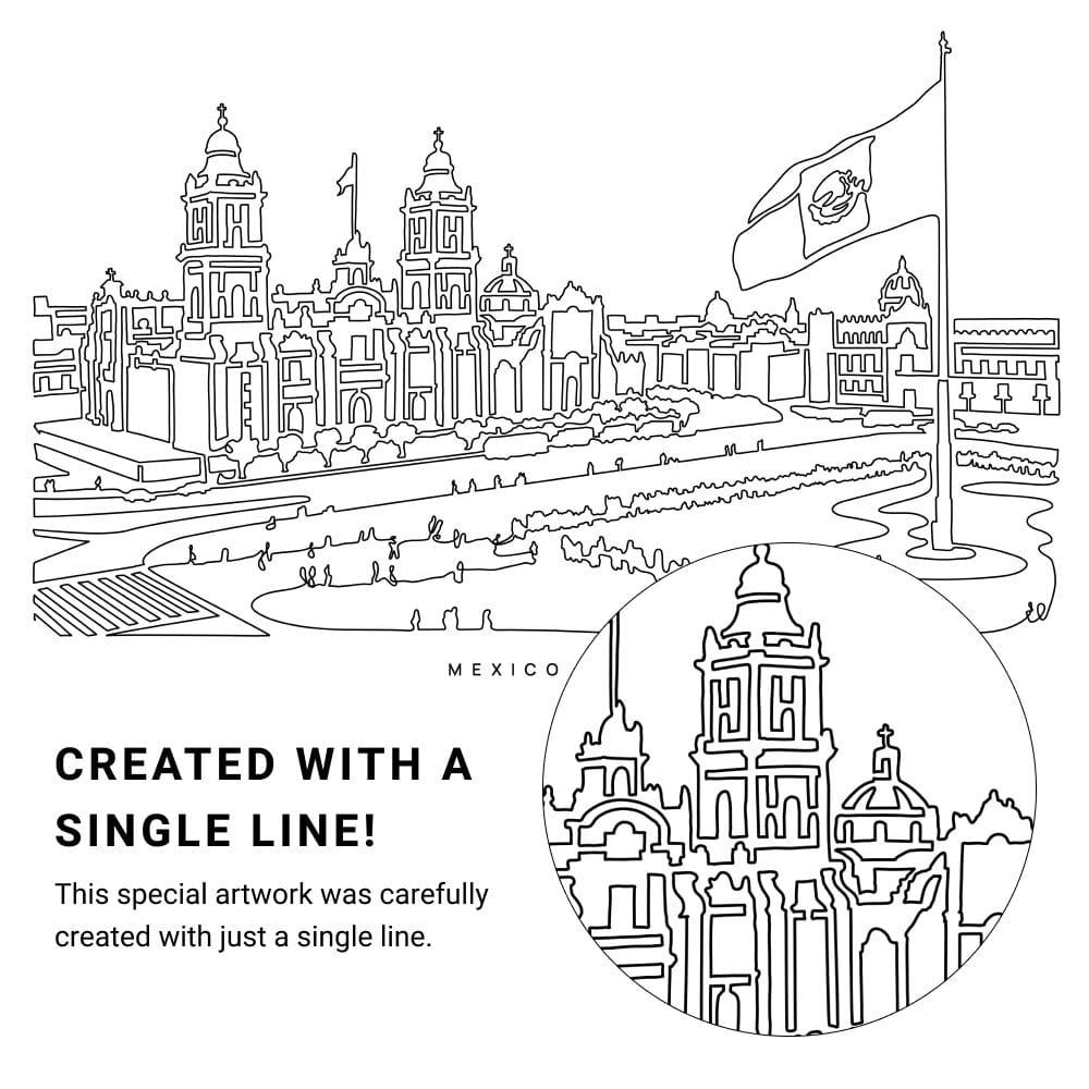 Mexico City Vector Art - Single Line Art Detail Mexico City Vector Art - Single Line Art Detail