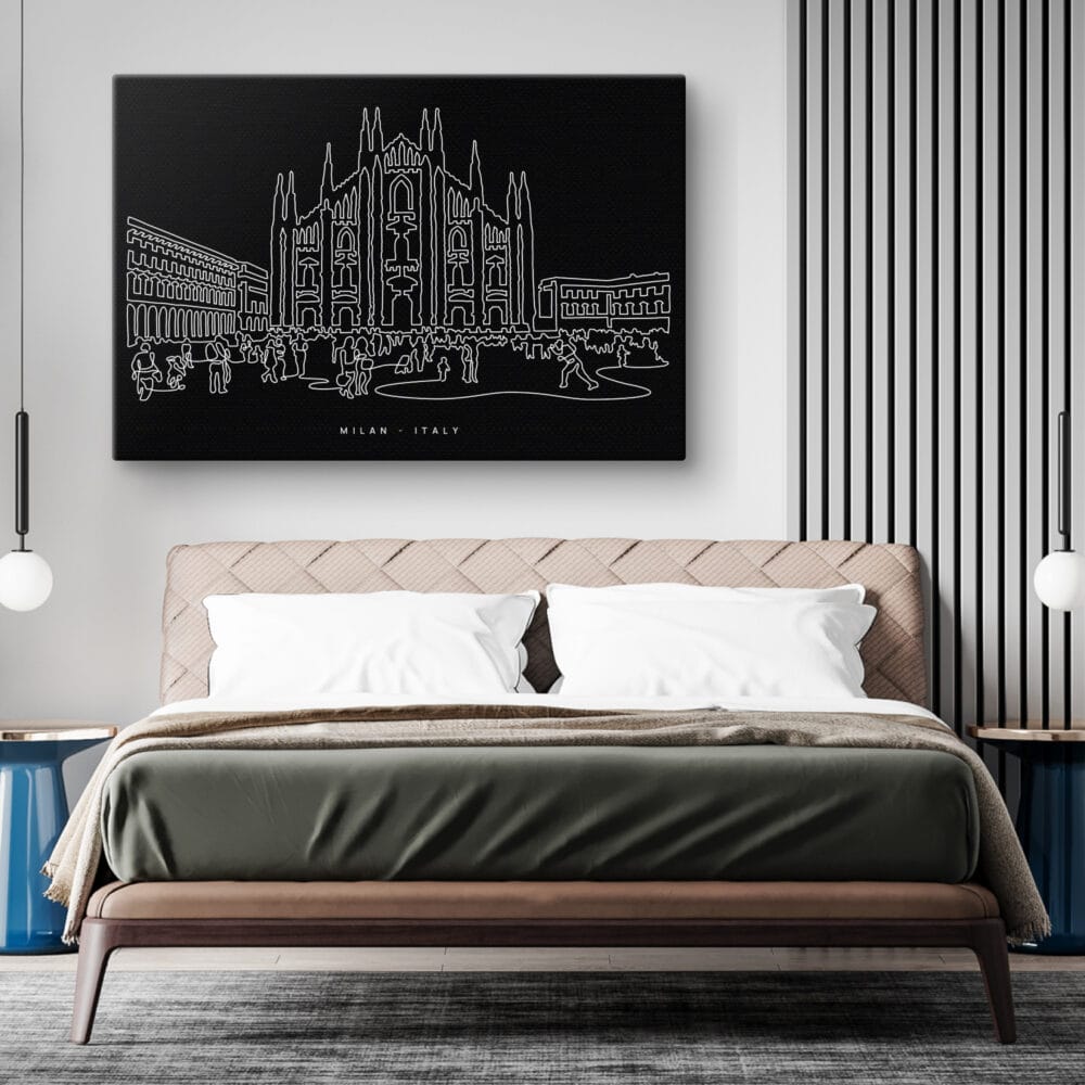 Milan Canvas Art Print - Bed Room - Dark Milan Canvas Art Print - Bed Room - Dark