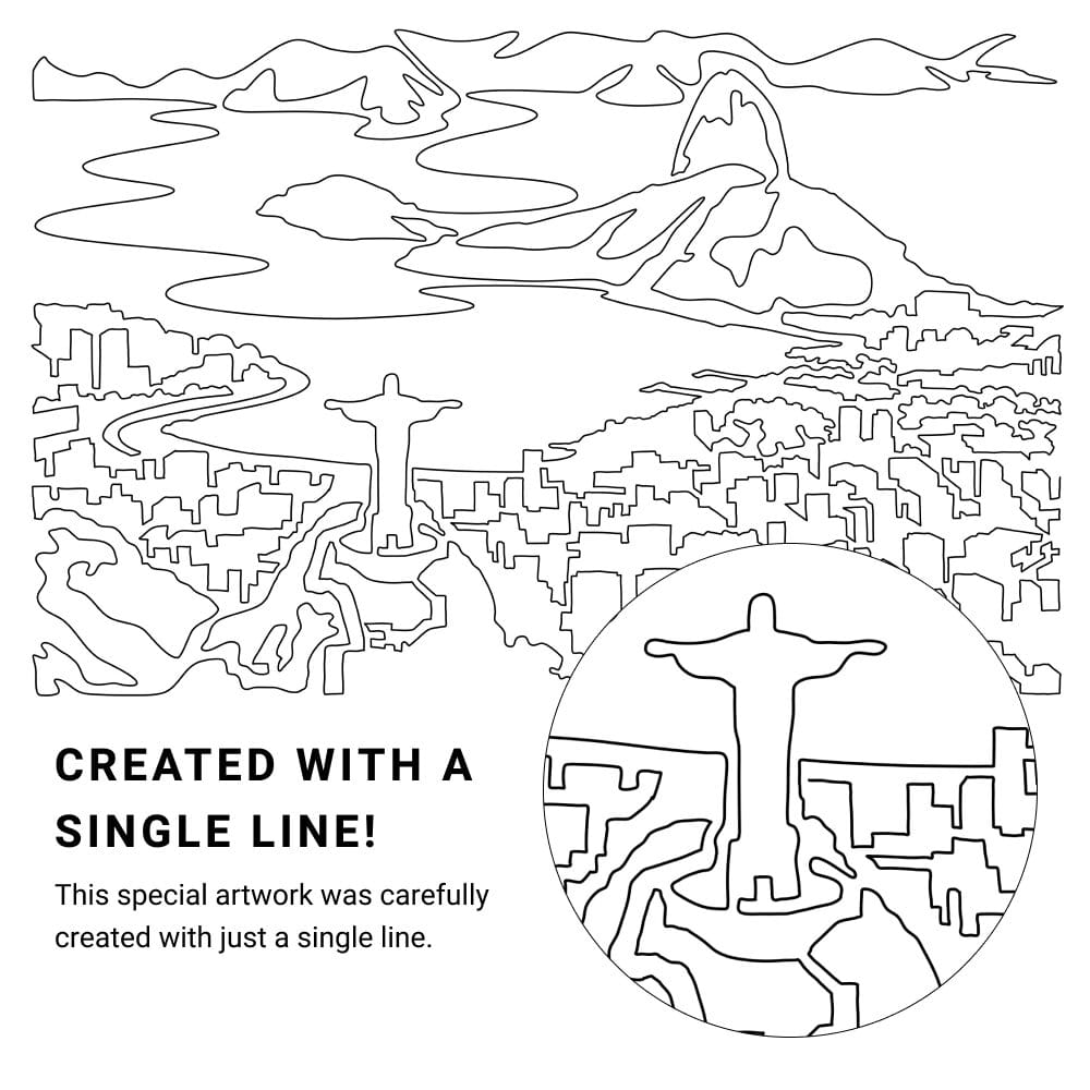 Rio De Janeiro Vector Art - Single Line Art Detail Rio De Janeiro Vector Art - Single Line Art Detail