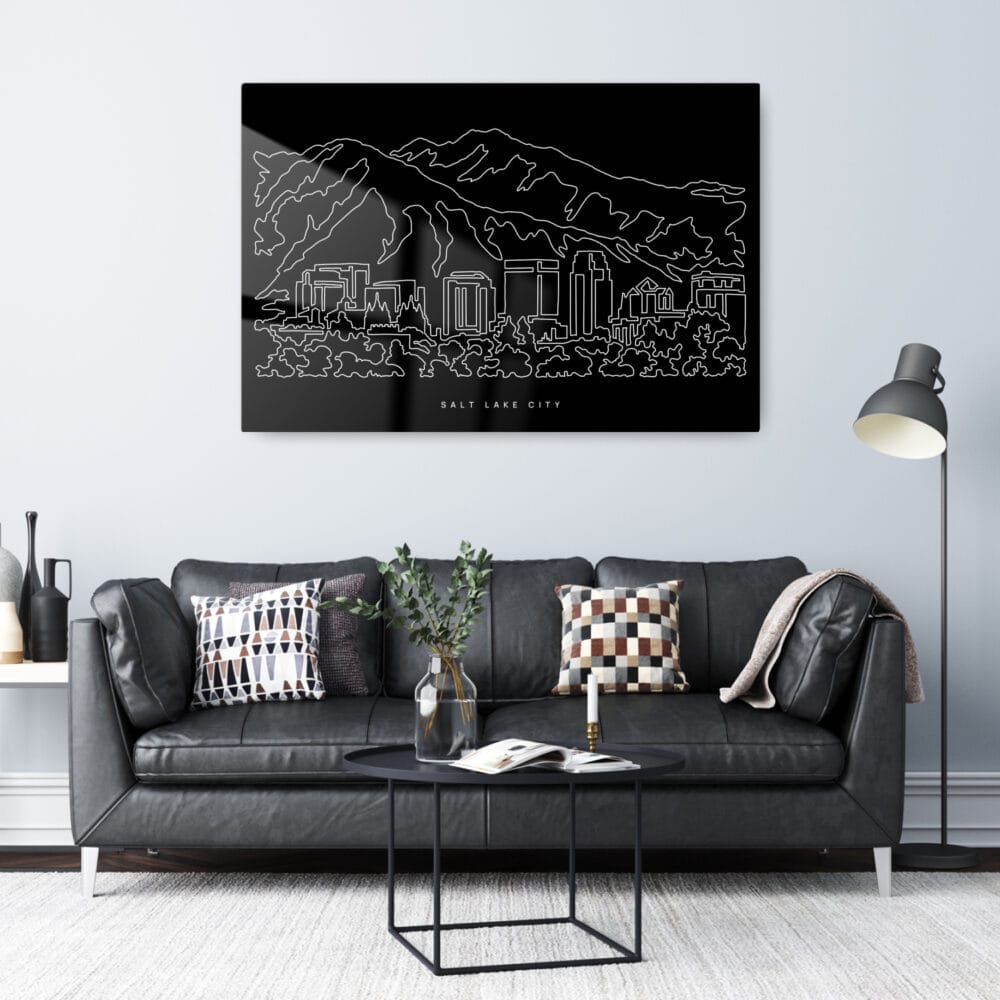 Salt Lake City Metal Print - Living Room - Dark Salt Lake City Metal Print - Living Room - Dark