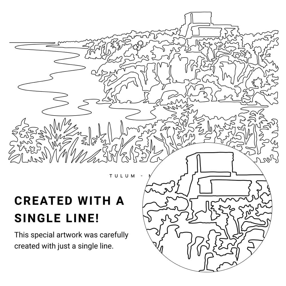 Tulum Mexico Vector Art - Single Line Art Detail Tulum Mexico Vector Art - Single Line Art Detail