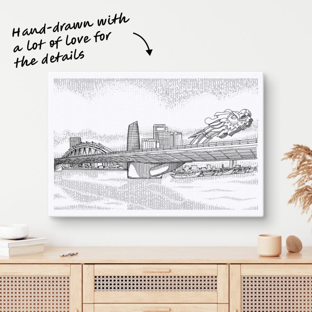 Da nang Dragon Bridge Line Art Da nang Dragon Bridge Line Art