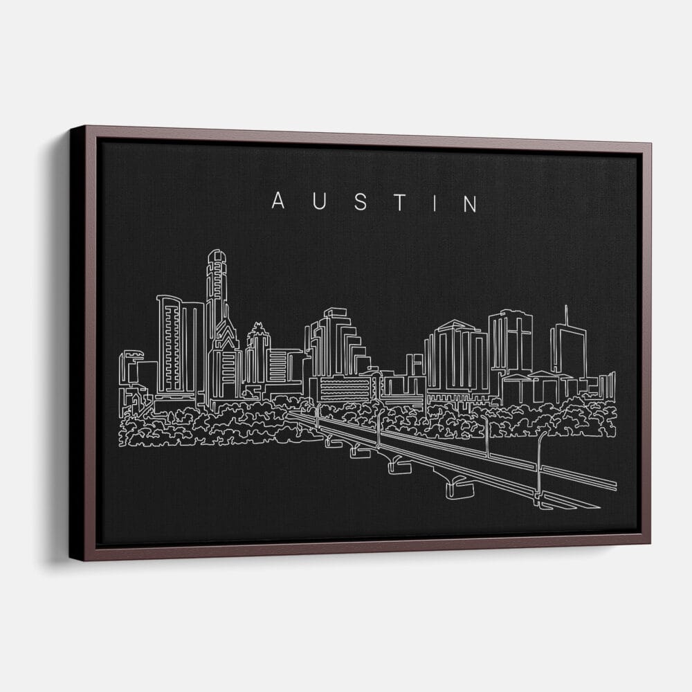 Framed Austin Texas Canvas Print - Main - Dark Framed Austin Texas Canvas Print - Main - Dark