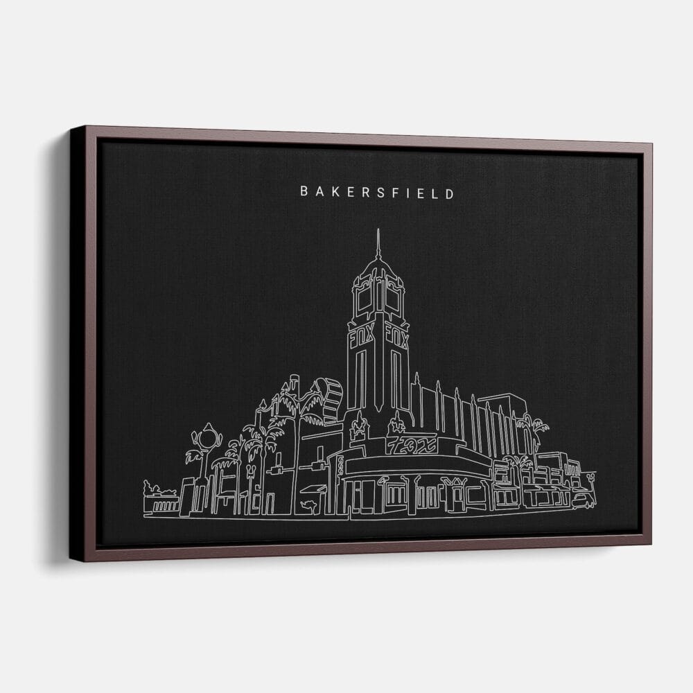 Framed Bakersfield Canvas Print - Main - Dark Framed Bakersfield Canvas Print - Main - Dark