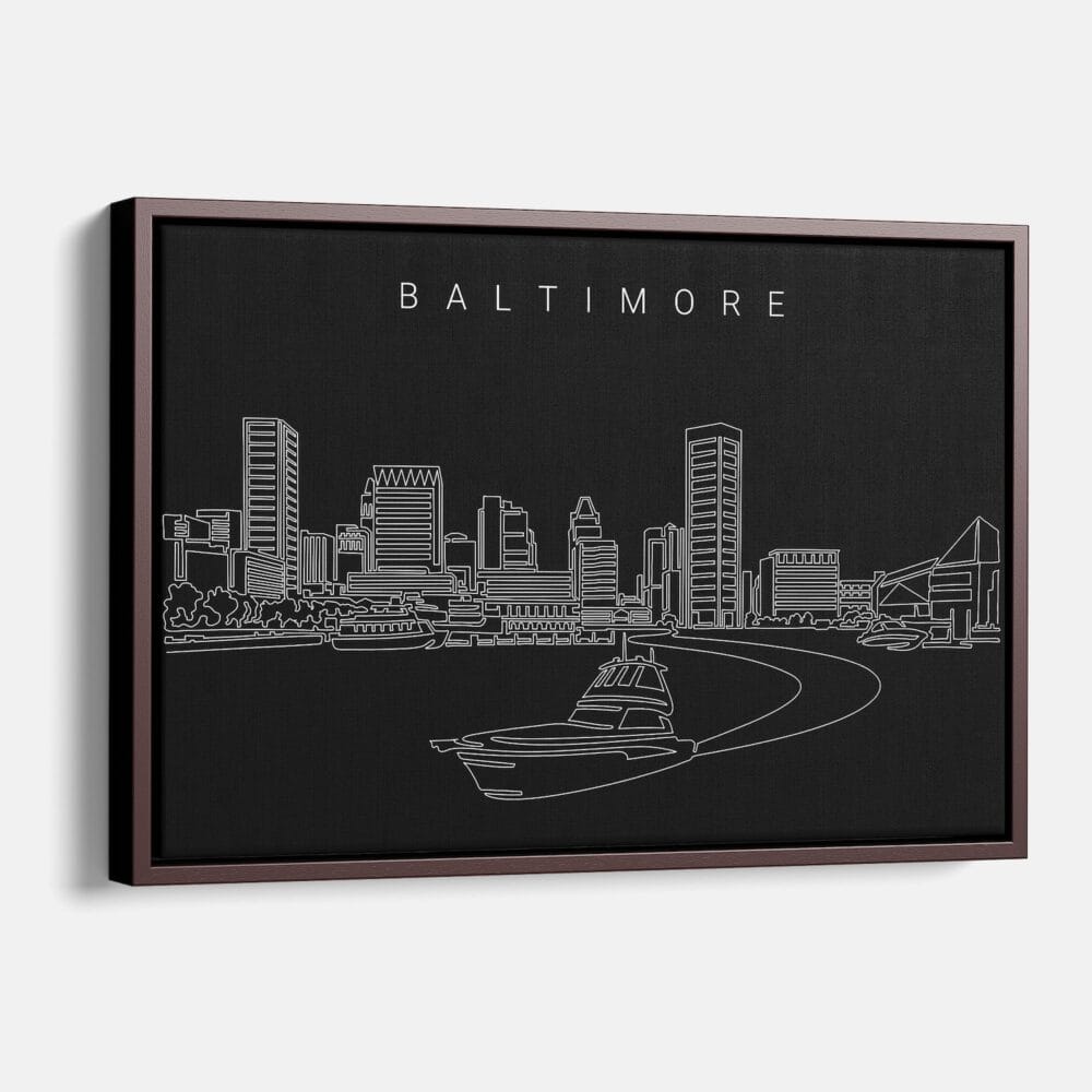 Framed Baltimore Canvas Print - Main - Dark Framed Baltimore Canvas Print - Main - Dark